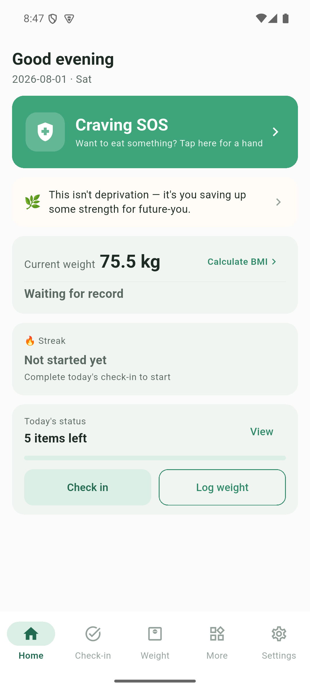 LessBite home screen